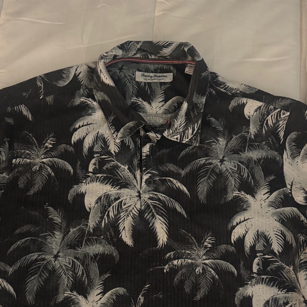 Tommy Bahama Black and White Palm Print Shirt